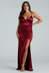 Abigail Ruched Satin Mermaid Dress