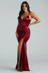 Abigail Ruched Satin Mermaid Dress