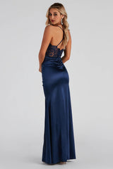 Abigail Ruched Satin Mermaid Dress