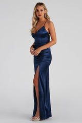 Abigail Ruched Satin Mermaid Dress