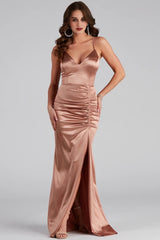 Abigail Ruched Satin Mermaid Dress