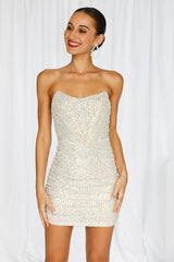 Accented Times Sequin Dress Beige