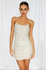 Accented Times Sequin Dress Beige