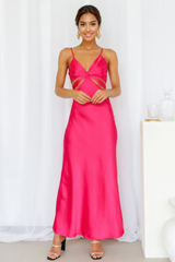 Cherry Pop Midi Dress Hot Pink