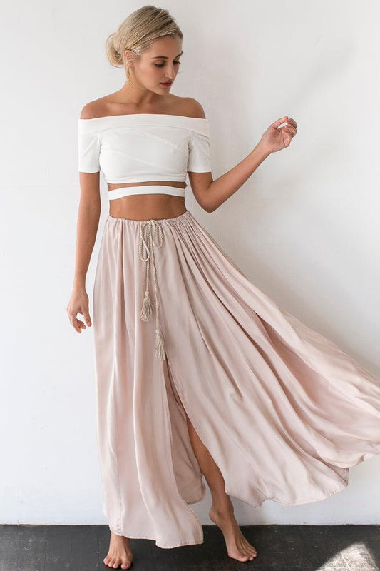 Against The Tides Maxi Skirt Nude