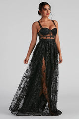 Alina Formal Illusion Lace A-Line Dress