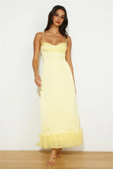 All Your Attention Satin Maxi Dress Yellow