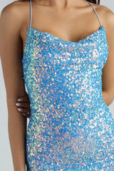 Allie Formal Sequin Open Back Dress