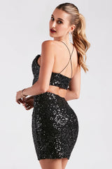 Allie Formal Sequin Open Back Dress