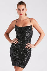 Allie Formal Sequin Open Back Dress