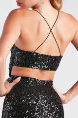 Allie Formal Sequin Open Back Dress