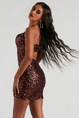 Allie Formal Sequin Open Back Dress