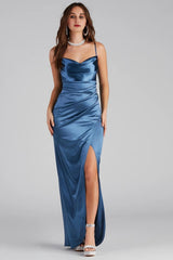 Annabelle Knit Satin Formal Dress