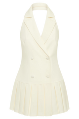 Antoinette Pleated Mini Dress - Ivory