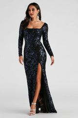 Arial Formal Sequin Lace-Up Dress