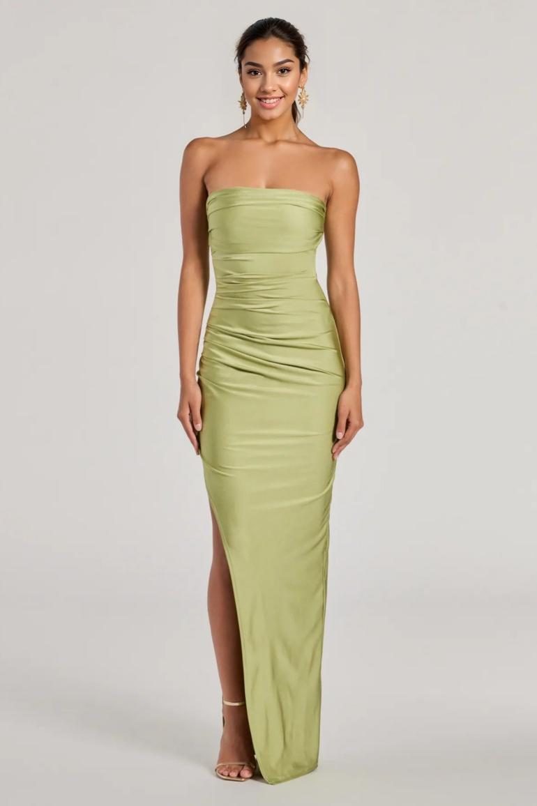 Anisley Strapless High Slit Slim Formal Dress