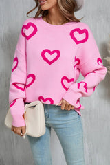 Pink Heart Baggy Sweater