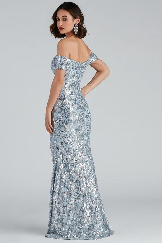 Carter Sequin Scroll A-Line Formal Dress