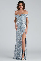 Carter Sequin Scroll A-Line Formal Dress