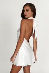 Cartia Bow Halter Mini Dress - White