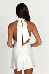 Cartia Bow Halter Mini Dress - White