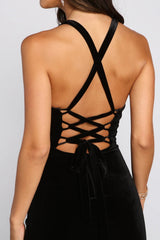 Christina Lace-Up Back Velvet Dress