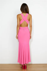 Cocktail Fun Maxi Dress Hot Pink