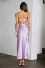 Coolness Calling Satin Maxi Dress Lilac