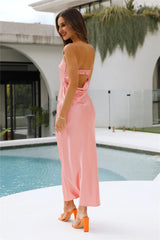 Coolness Calling Satin Maxi Dress Pink