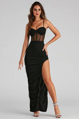 Danny Formal Corset Mesh Long Dress