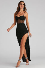 Danny Formal Corset Mesh Long Dress