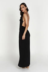 Darcy Cowl Maxi Dress With Low Back - Black