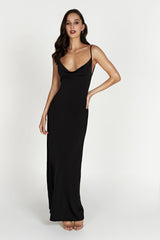 Darcy Cowl Maxi Dress With Low Back - Black