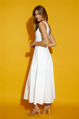 Dusk Soiree Midi Dress White