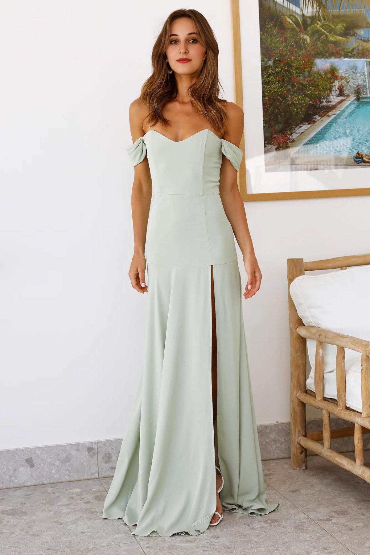 Blushing Cinderella Maxi Dress Sage