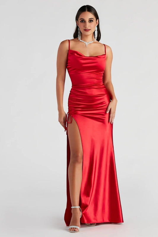 Drea Formal High Slit Ruched Dress