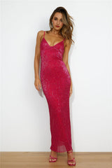 Dreamy Shine Sequin Maxi Dress Hot Pink