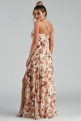 Erika Floral Chiffon Wrap A-Line Formal Dress