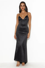 Events Of Class Satin Maxi Dress Black