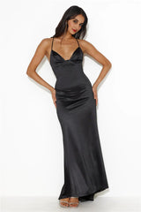 Events Of Class Satin Maxi Dress Black