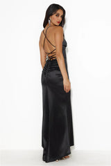 Events Of Class Satin Maxi Dress Black