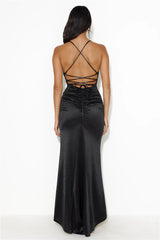 Events Of Class Satin Maxi Dress Black