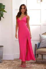 Explain Yourself Satin Maxi Dress Pink