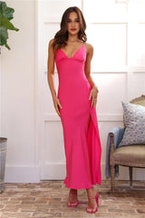 Explain Yourself Satin Maxi Dress Pink