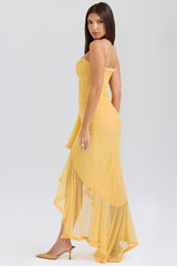 Apricot Ruffled Front Gown