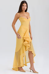 Apricot Ruffled Front Gown