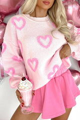 Pink Heart Baggy Sweater